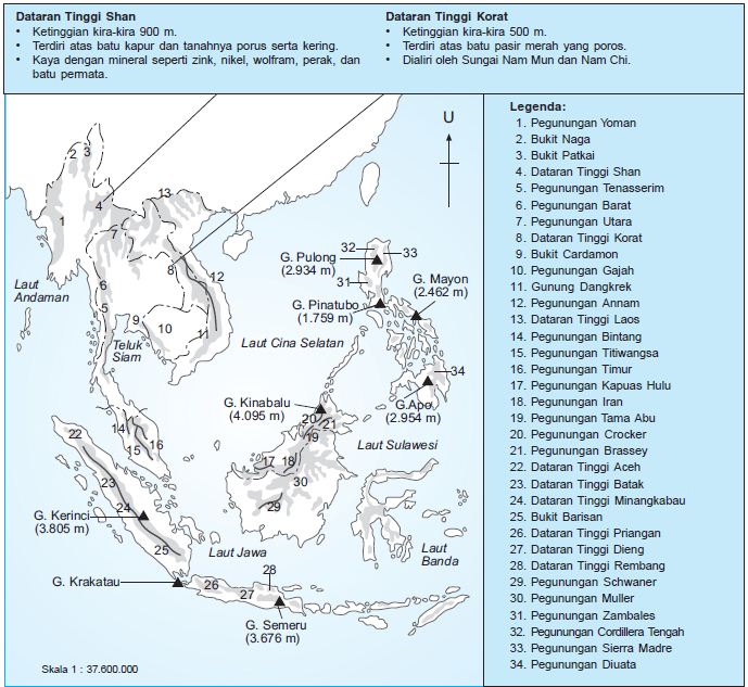 Bentang Alam, Sumber Daya Alam dan Kondisi Fisik Peta Asia Tenggara